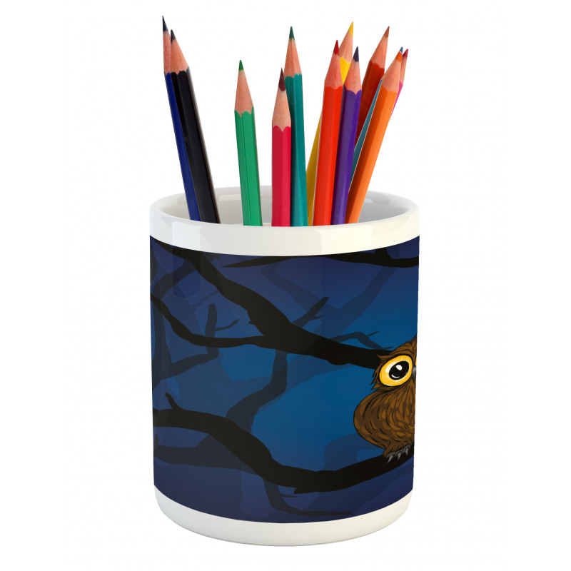 Owl on Tree Branch Pencil Pen Holder