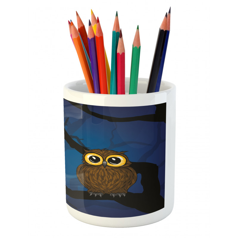 Owl on Tree Branch Pencil Pen Holder