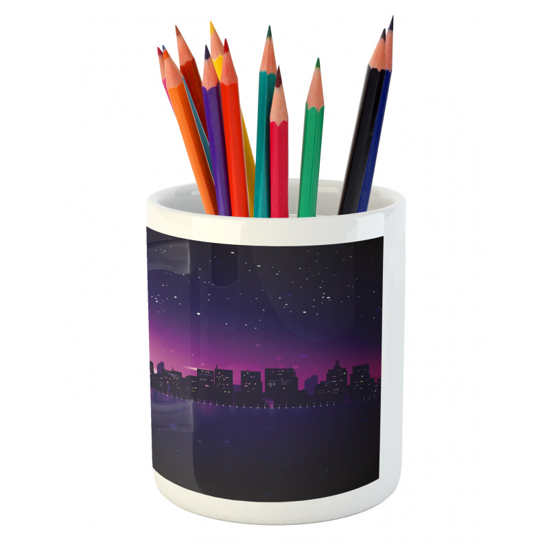 City Skyline Urban Life Pencil Pen Holder