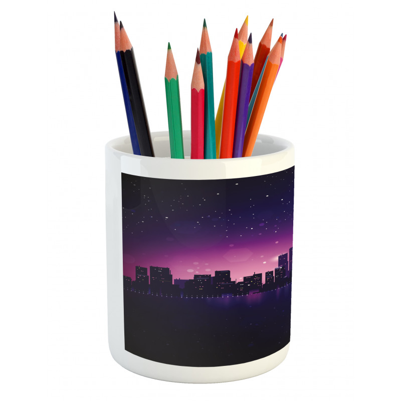 City Skyline Urban Life Pencil Pen Holder