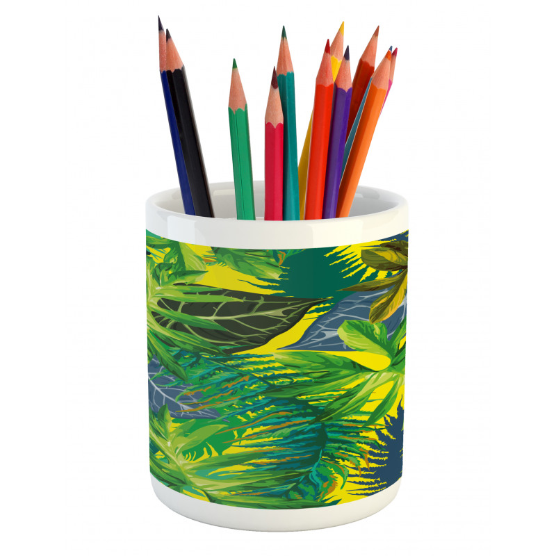 Exotic Leaves Watercolor Pencil Pen Holder