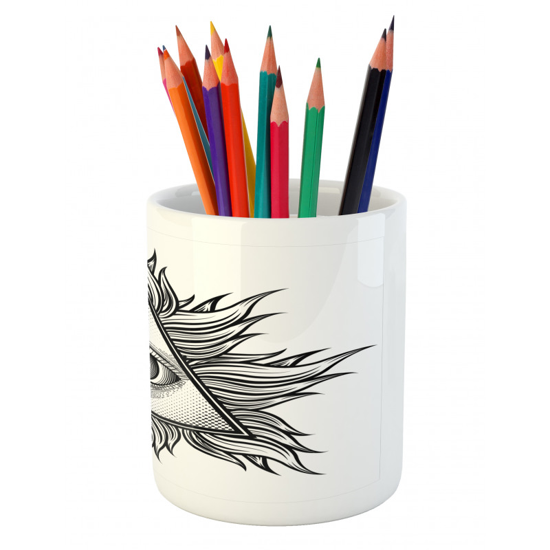 Triangles Tattoo Style Pattern Pencil Pen Holder