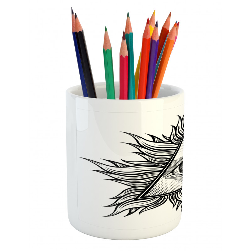 Triangles Tattoo Style Pattern Pencil Pen Holder