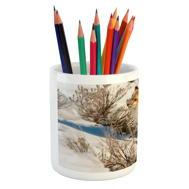 Red Fox in Snowy Nature Pencil Pen Holder