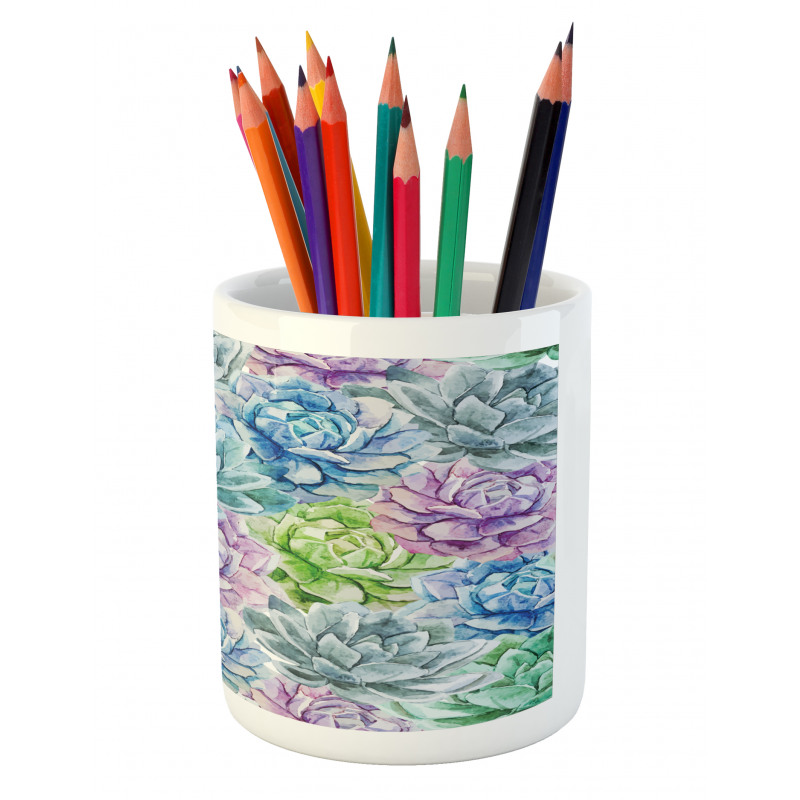 Flowers in Watercolor Pencil Pen Holder