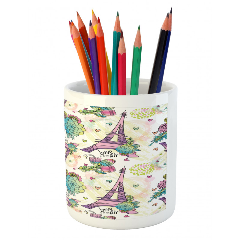 Flower Bouquets Hearts Pencil Pen Holder