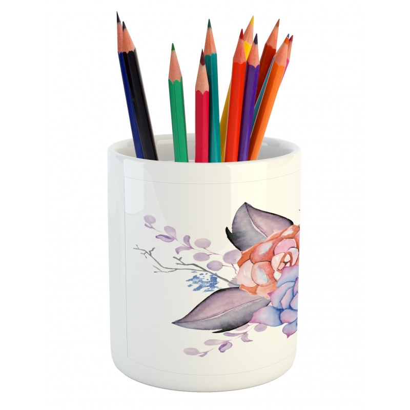 Romantic Summer Blossoms Pencil Pen Holder