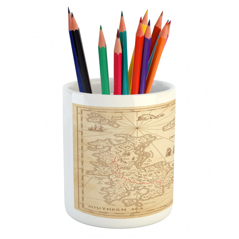 Grunge Treasure Map Pencil Pen Holder