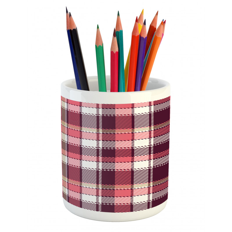 Retro Plaid Squares Pencil Pen Holder