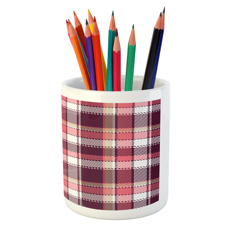 Retro Plaid Squares Pencil Pen Holder