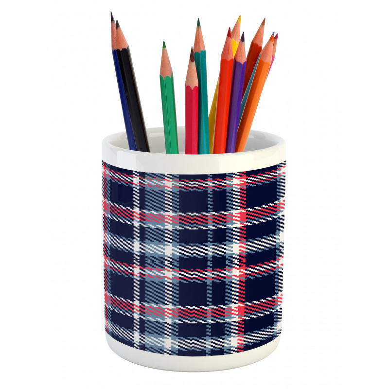 Retro Plaid Mosaic Pencil Pen Holder