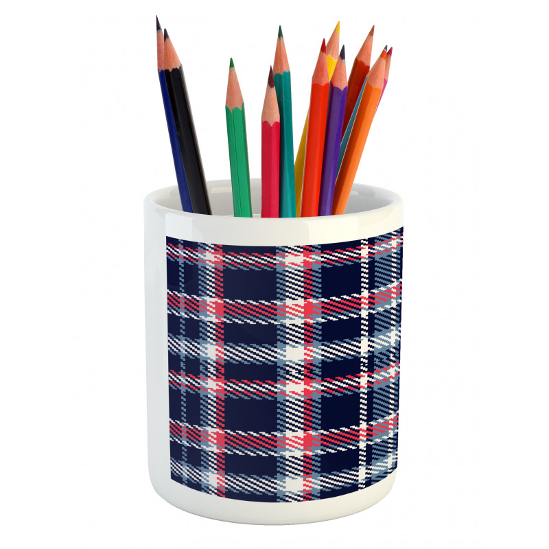 Retro Plaid Mosaic Pencil Pen Holder