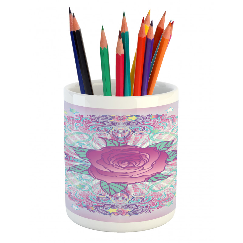 Psychedelic Rose Mandala Pencil Pen Holder