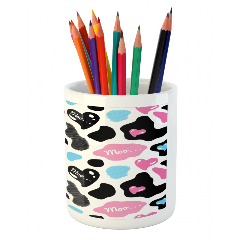 Cow Hide Heart Pencil Pen Holder