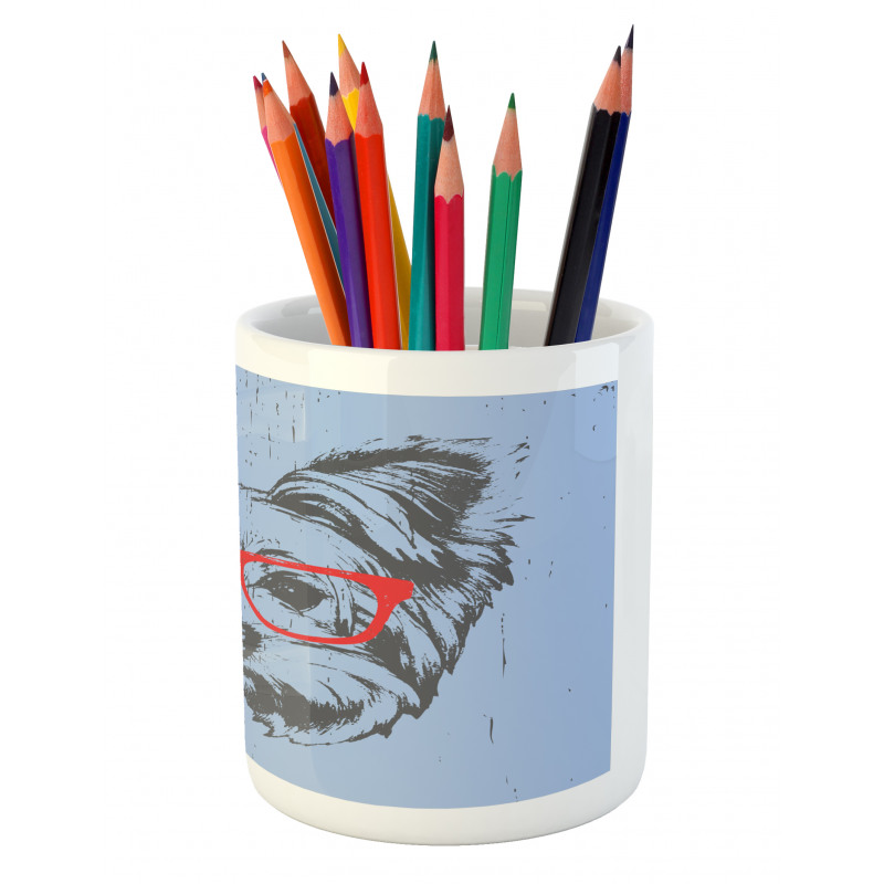 Fun Portrait Red Glasses Pencil Pen Holder