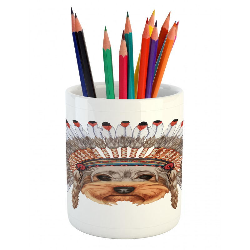 Bonnet Wearing Dog Pencil Pen Holder