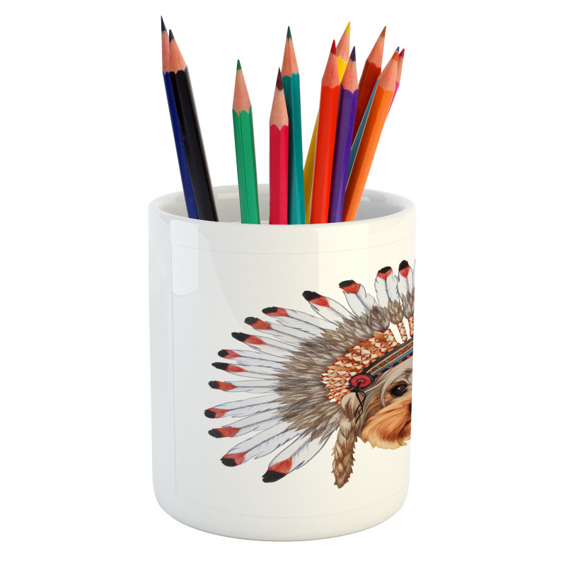 Bonnet Wearing Dog Pencil Pen Holder