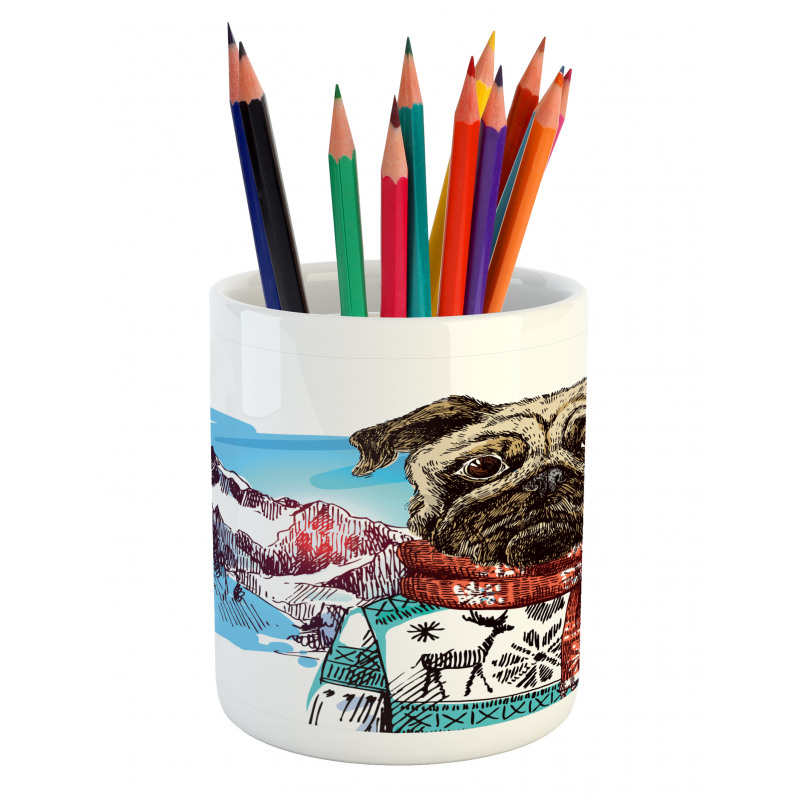 Sketch Style Dog Doodle Pencil Pen Holder