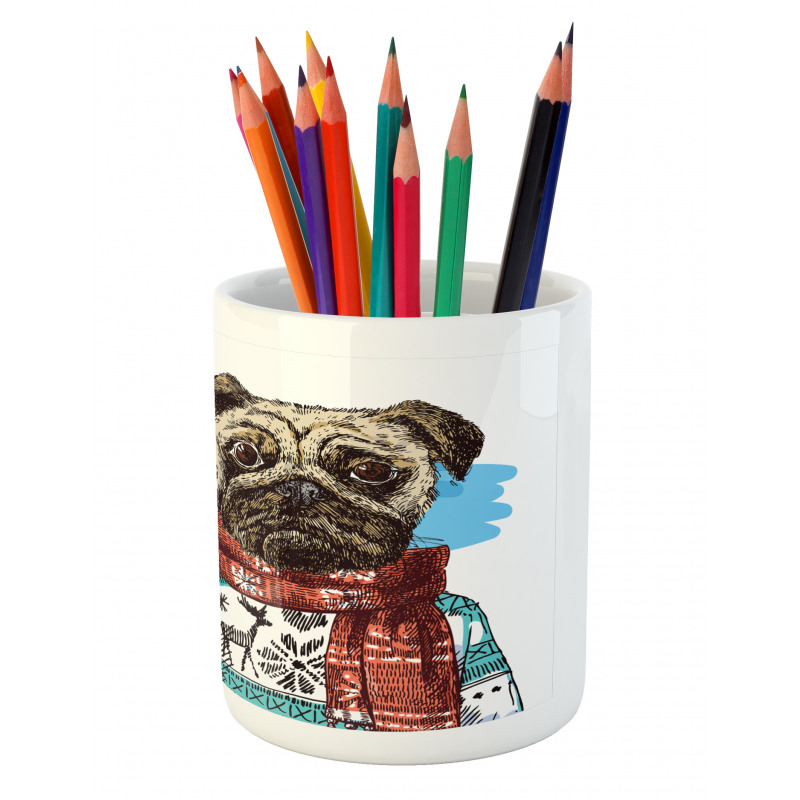 Sketch Style Dog Doodle Pencil Pen Holder