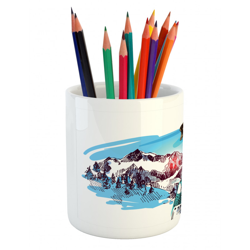 Sketch Style Dog Doodle Pencil Pen Holder