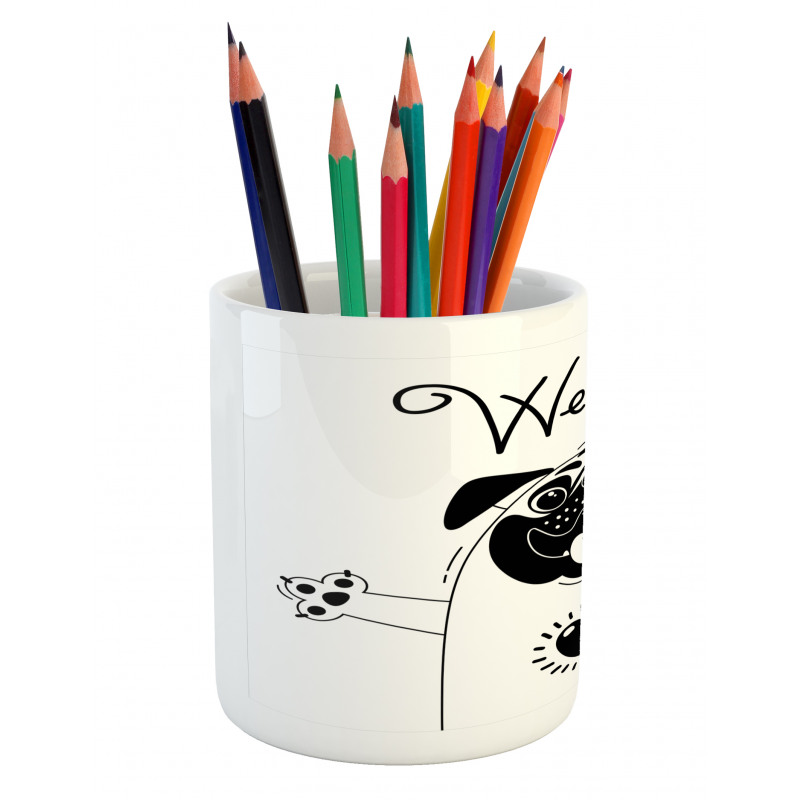 Black and White Dog Pencil Pen Holder