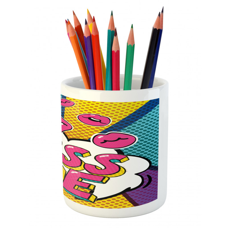 Word Bubble Pop Art Style Pencil Pen Holder