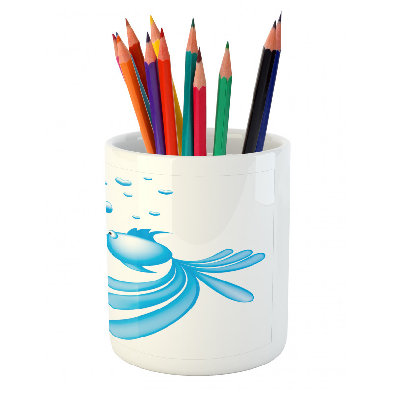 Blue Cartoon Fishes Heart Pencil Pen Holder