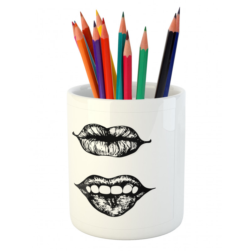 Monochrome Sketch Style Pencil Pen Holder