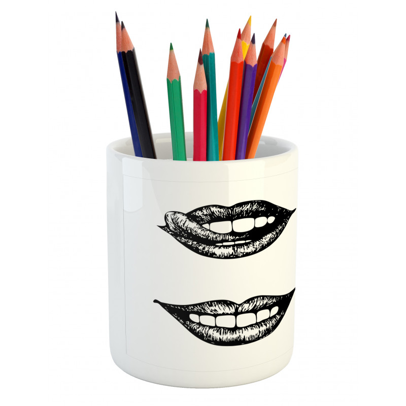 Monochrome Sketch Style Pencil Pen Holder