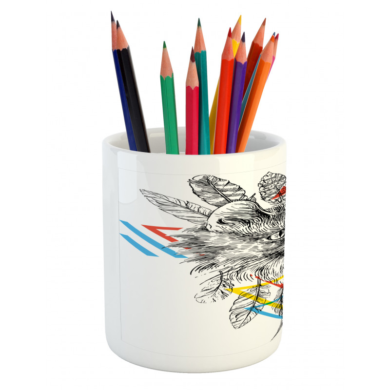 Ink Sketch Style Cat Pencil Pen Holder