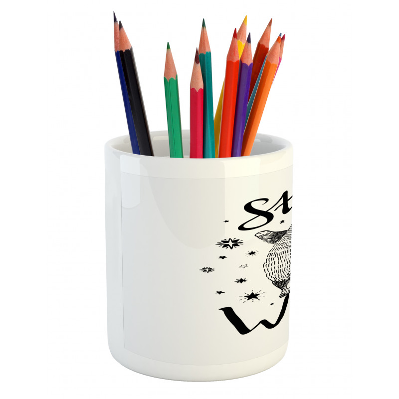 Dancing Bear and Words Pencil Pen Holder