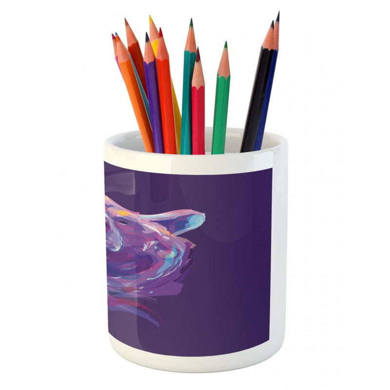 Mascot Face Brushstrokes Pencil Pen Holder