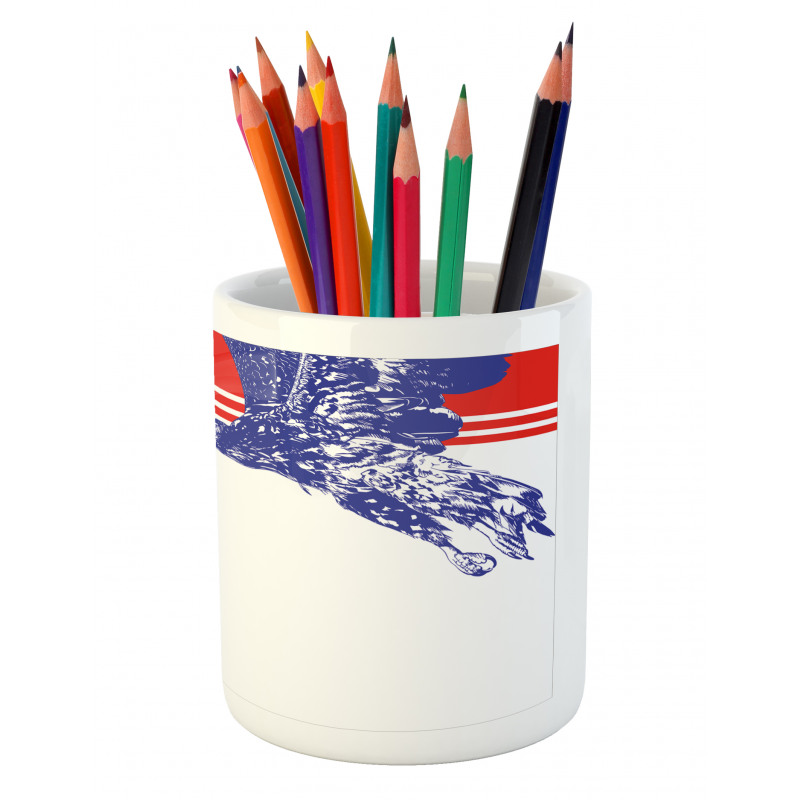 American Flag Colors Bird Pencil Pen Holder