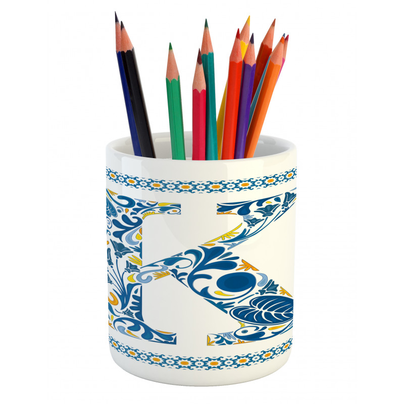 Leaves Blooms Initial Pencil Pen Holder