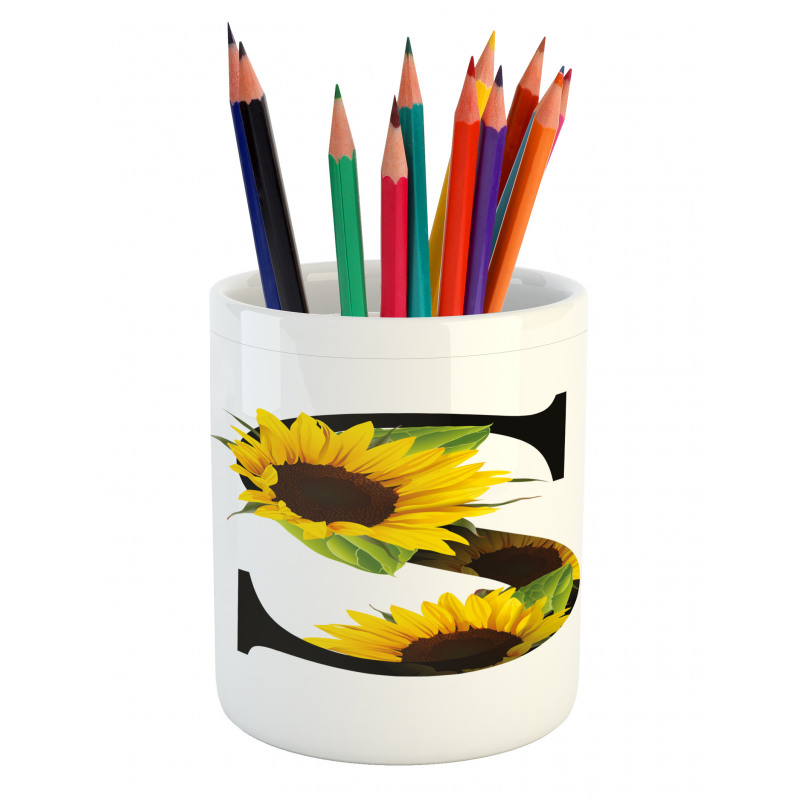 Sunflower Art Design Pencil Pen Holder