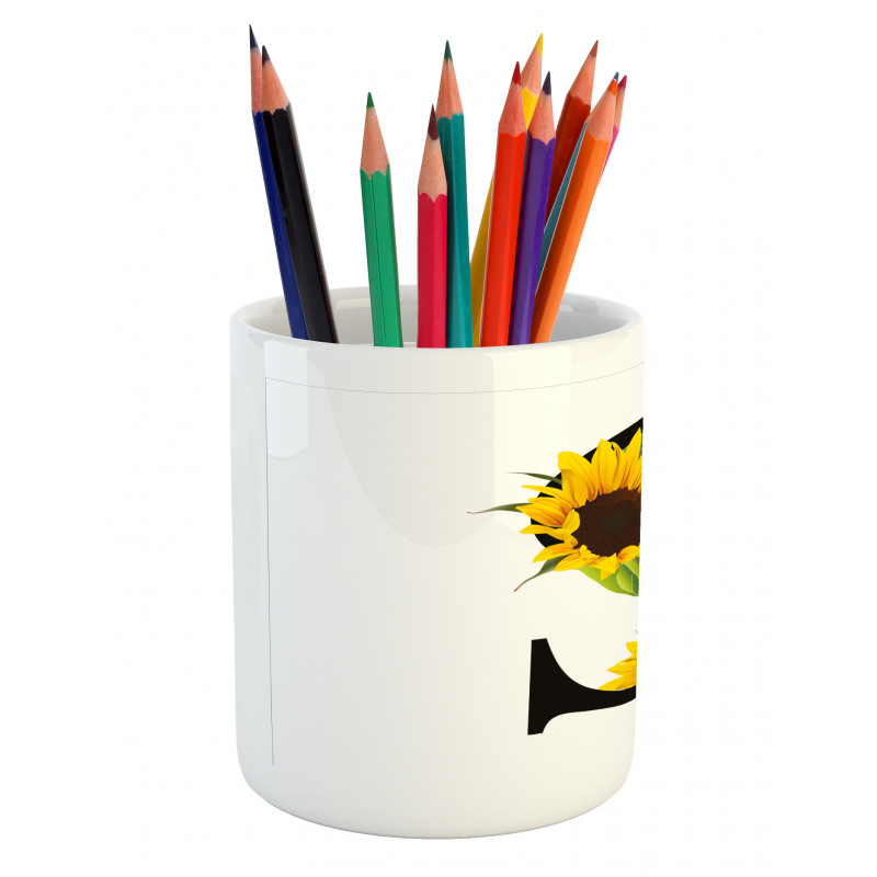 Sunflower Art Design Pencil Pen Holder