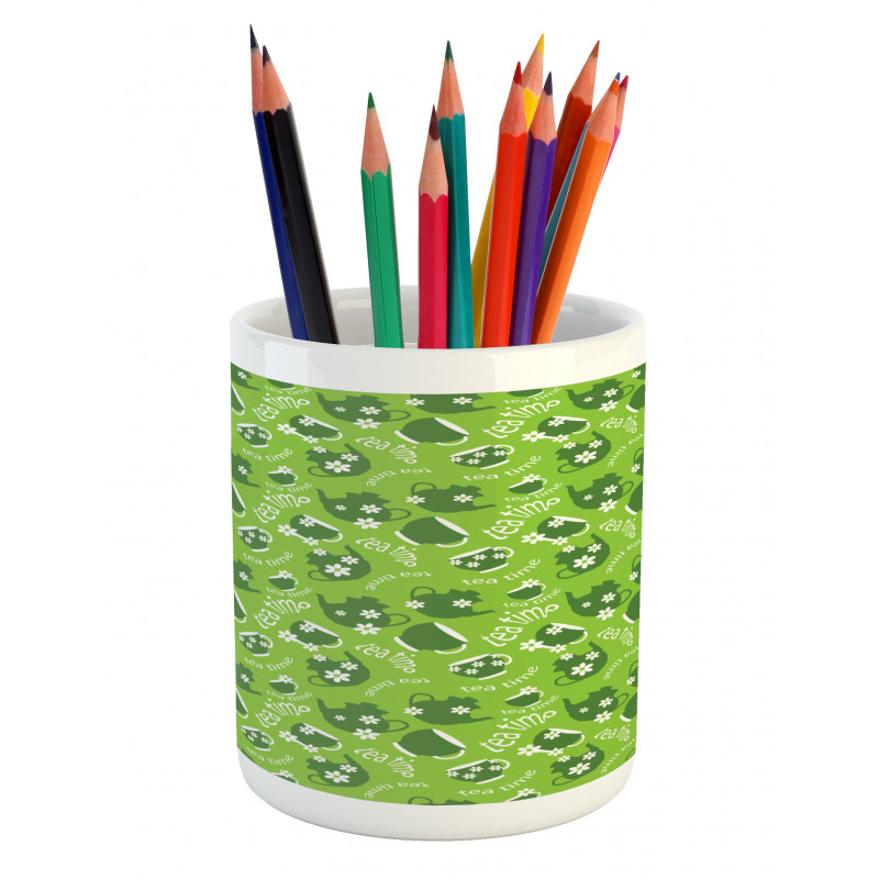 Tea Time Daisy Blooms Pencil Pen Holder