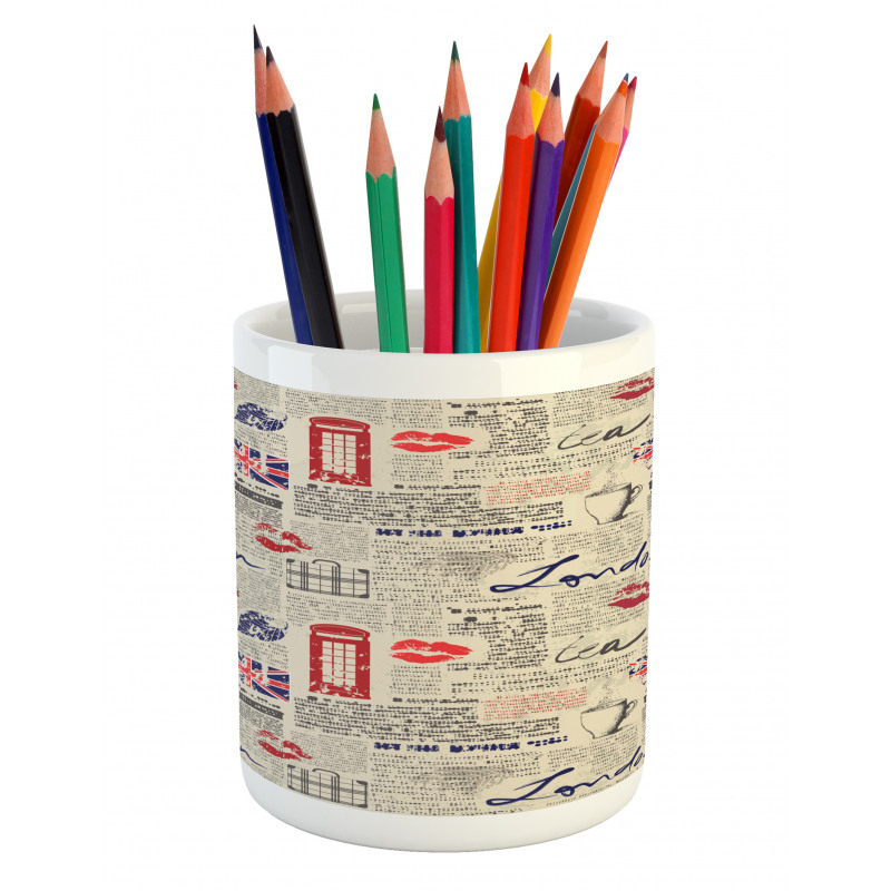 Newspaper Kiss Marks Pencil Pen Holder