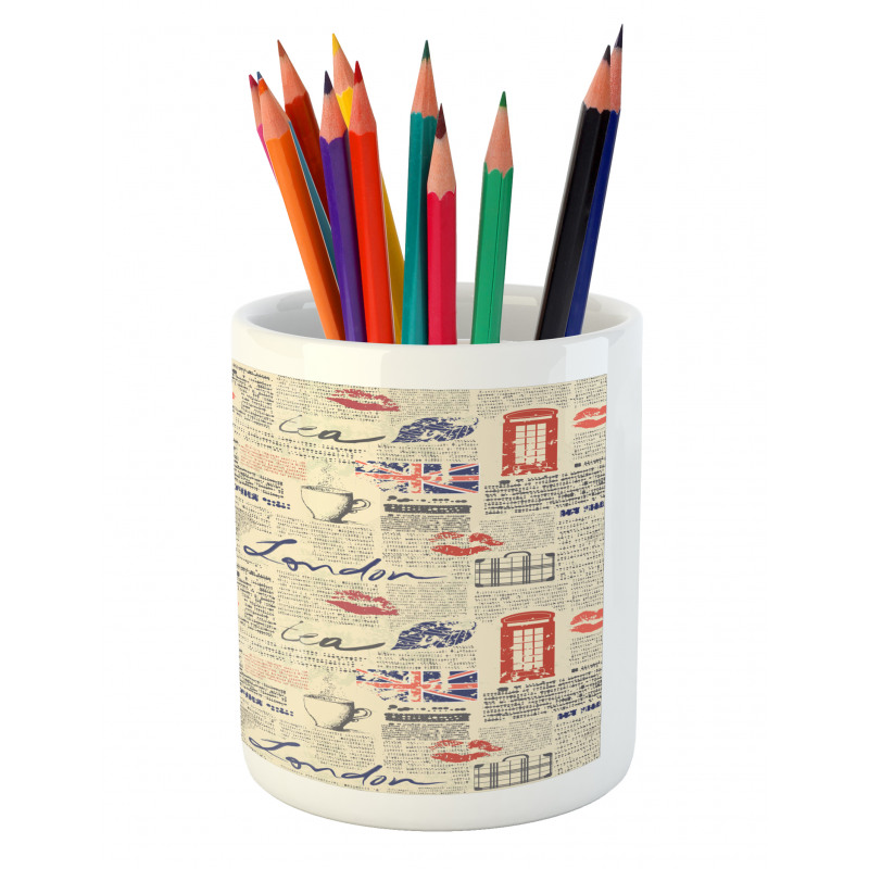 Newspaper Kiss Marks Pencil Pen Holder