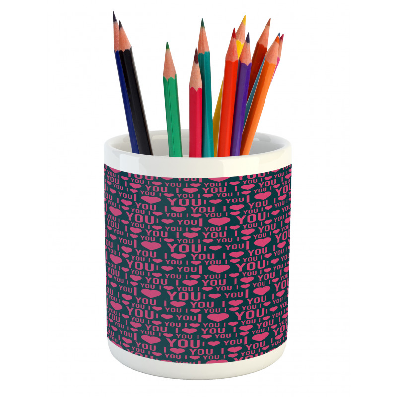 Romance Pattern Heart Pencil Pen Holder