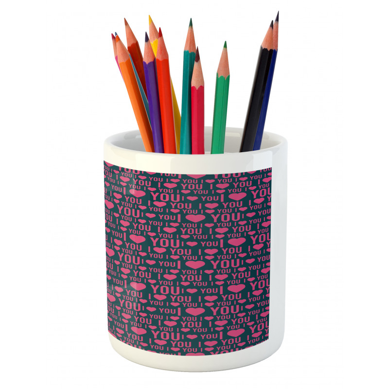 Romance Pattern Heart Pencil Pen Holder