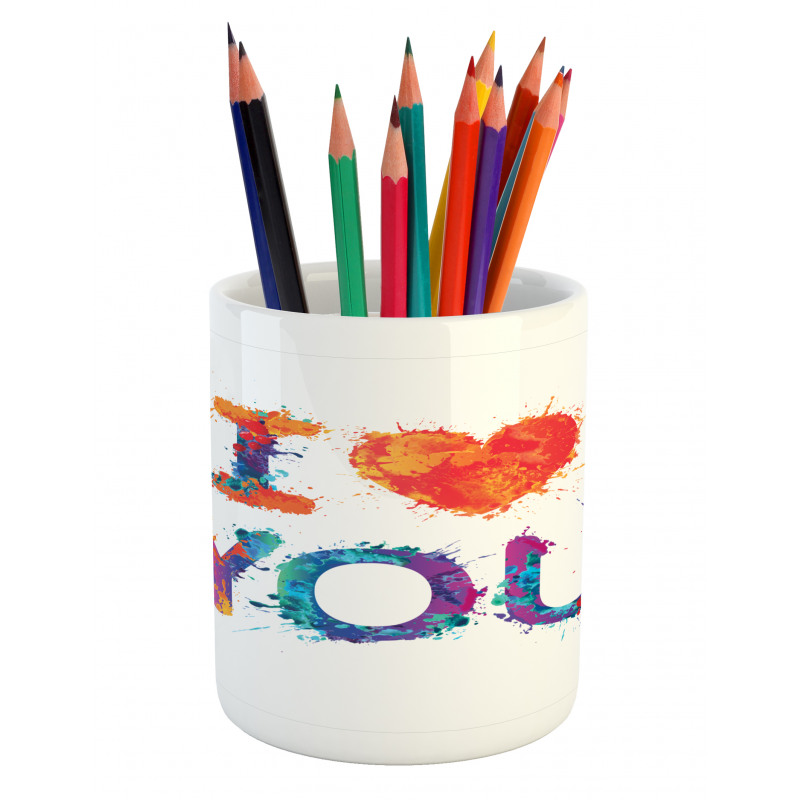 Watercolor Phrase Pencil Pen Holder