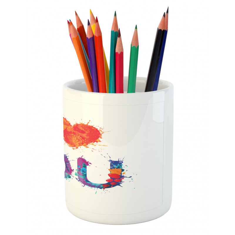 Watercolor Phrase Pencil Pen Holder