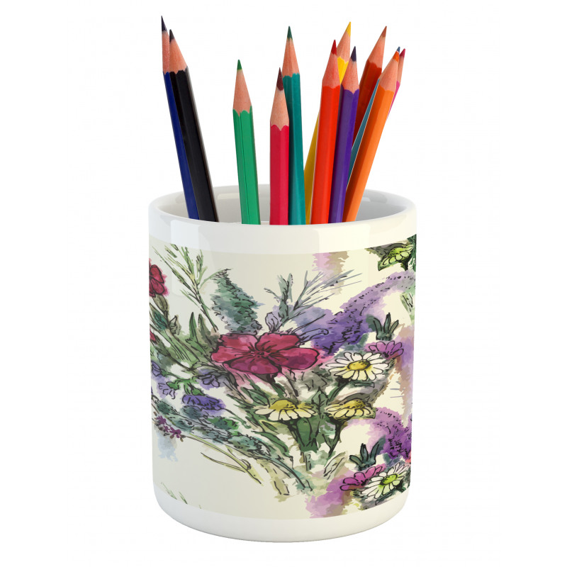 Floral Bouquet Pencil Pen Holder