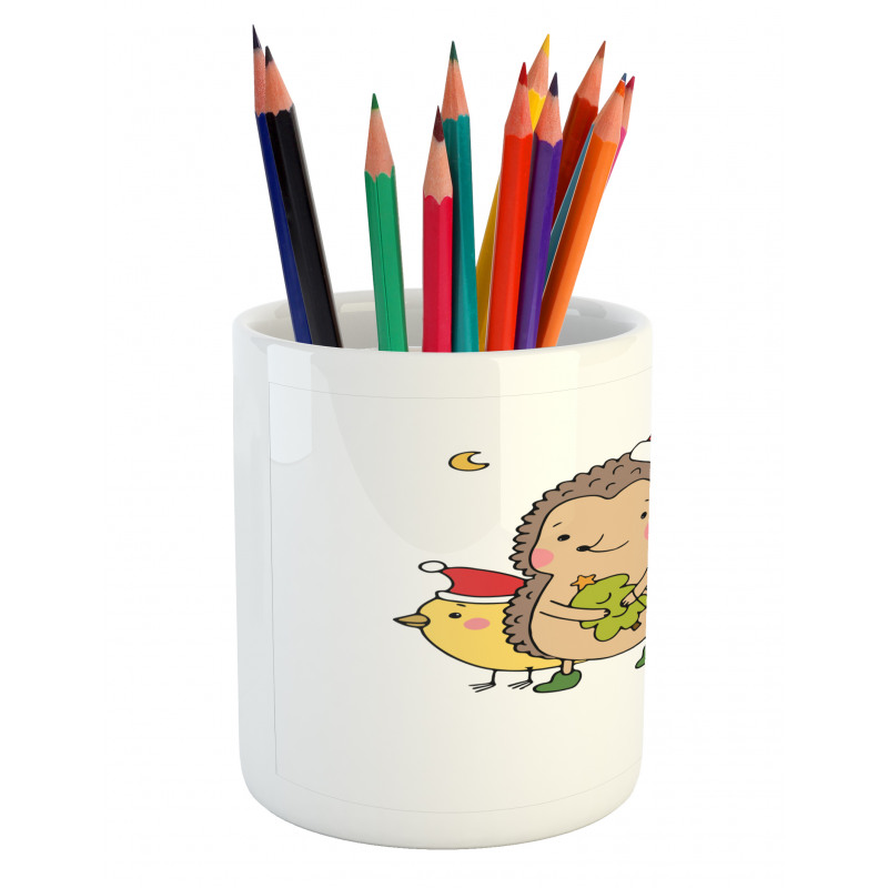 Cartoon Bird and Tree Pencil Pen Holder