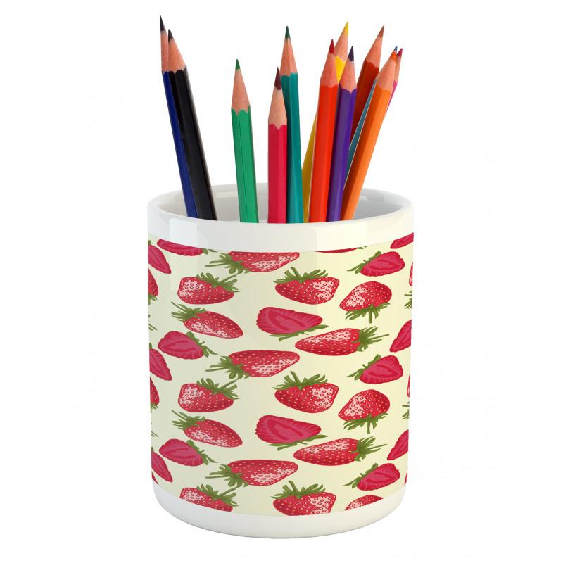 Strawberries Vivid Food Pencil Pen Holder