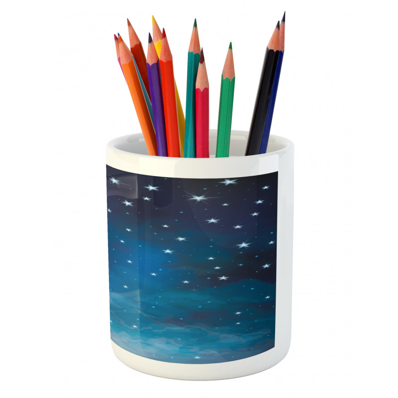 Night Time with Moon Star Pencil Pen Holder