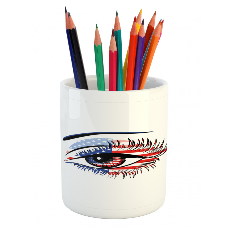 USA Flag Female Eye Pencil Pen Holder