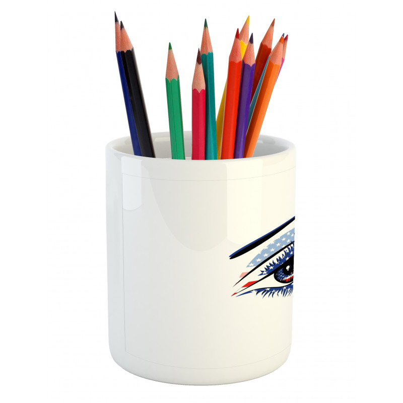 USA Flag Female Eye Pencil Pen Holder