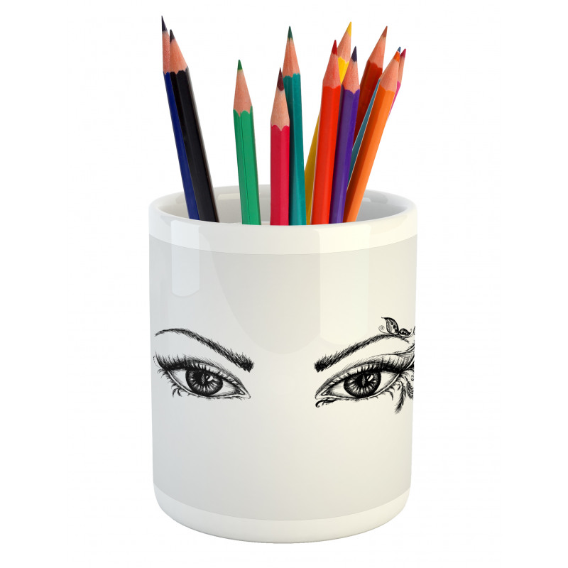 Feather Butterfly Woman Pencil Pen Holder